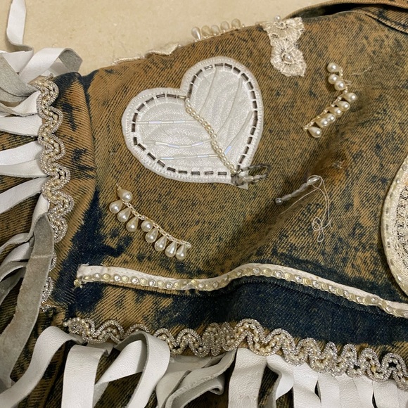Havoc VINTAGE Cowgirl Denim Jean Jacket Fringes - Picture 9 of 12